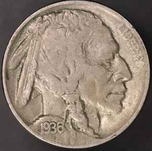 1936 BUFFALO NICKEL- FRESH FROM ORIGINAL COLLECTION-LOT 9427 - Picture 1 of 2