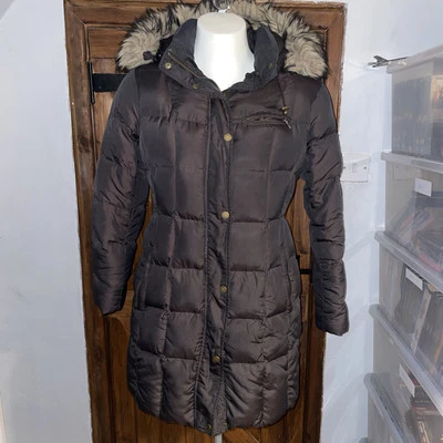 Lands End Women’s Black Full Zip Down Filled Hooded Puffer Jacket Size UK S - Image 1 of 4