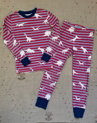 Mini Boden Striped Dinosaur Long John Pajama Set, Size 9/10 - Image 1 of 4