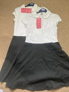 GIRLS 2-in-1 School Skater Dress Uniform, White & Grey, From TU Sainsbury - Picture 1 of 7