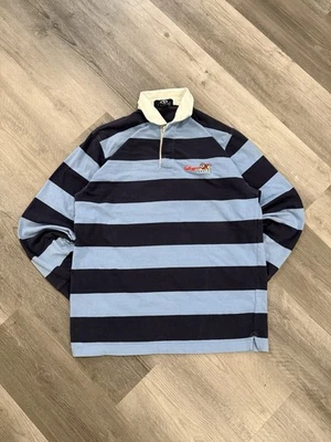 Polo de rugby a rayas vintage azul/azul marino de Kellogg's talla L-XL Foto 1 de 4