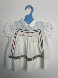 Vintage Polly Flinders 12M hand smocked dress holiday style with collar - Picture 1 of 8