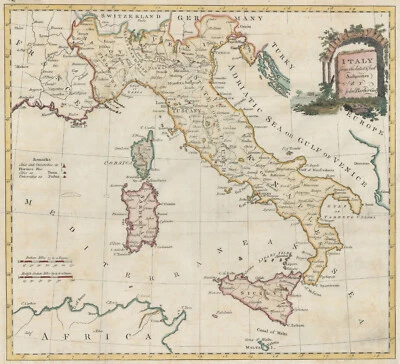 Antique Map "Italy from the latest & best Authorities" John Barber, 1790 - Image 1 of 4