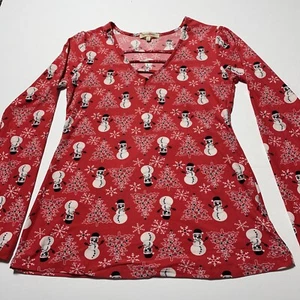 Wishful Park women’s large red long sleeve shirt with Snowman-Christmas design - Picture 1 of 10