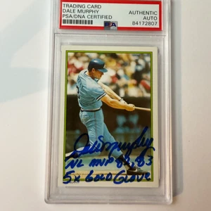 Dale Murphy Unterzeichnet 1986 Topps All Star # 37 W/2 Inschriften PSA Auto Echt - Bild 1 von 2