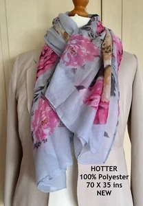 HOTTER SCARF ~ 100% POLYESTER ~ 70” X 35” ~ FLORAL DESIGN ~ NEW WITH TAGS - Picture 1 of 11