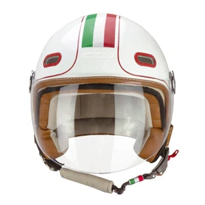 CASCO DEMI JET CGM 109I GLOBO ITALIA BIANCO / VERDE / ROSSO VISIERA LUNGA - Picture 1 of 6