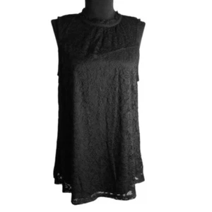 AB Studio Gr. Large Top viktorianisch Spitze Swing ärmellos schwarz gefüttert Tank NEU - Bild 1 von 13