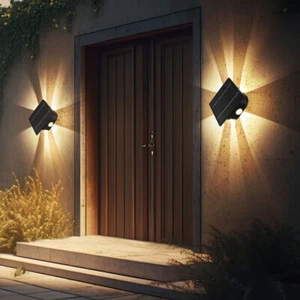 Solarleuchte Außenlampe Wandleuchte LED Gartenleuchte Akku schwarz H 13,1 cm 2x - Bild 1 von 9