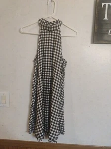 Mud Pie Women's Black & White Flannel Sleeveless Dress size small (S) NWT picnic - Picture 1 of 12