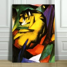 FRANZ MARC - Tiger - CANVAS ART PRINT POSTER - Abstract Cat - 18x12"
