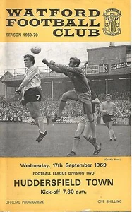 Football Programme - Watford v Huddersfield Town - Div 2 - 17/9/1969 - Picture 1 of 1