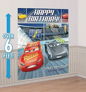 Disney CARS 3 Scene Setter HAPPY BIRTHDAY wall decoration McQueen Jackson Cruz - Picture 1 of 1