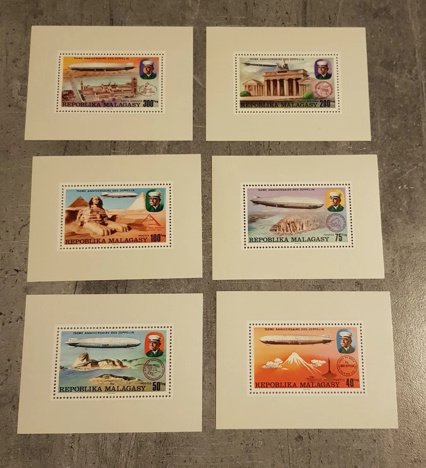 MADAGASCAR-1976-ANIVERSARIO ZEPPELÍN-6 BLOQUES MNH Foto 1 de 1