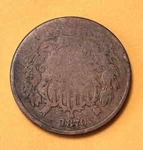 1870 Two Cent Piece Semi-Key $30 Value - Picture 1 of 2