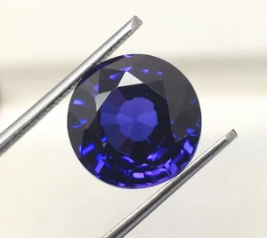 Lab Tanzanite Round Gemstone 11 mm Round Brilliant Cut Deep Blue Color 7.50 cts - Picture 1 of 6