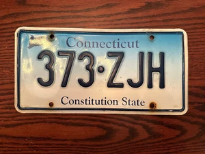 Connecticut License Plate 373 ZJH Constitution State 2000's Blue Fade CT Metal - Picture 1 of 2