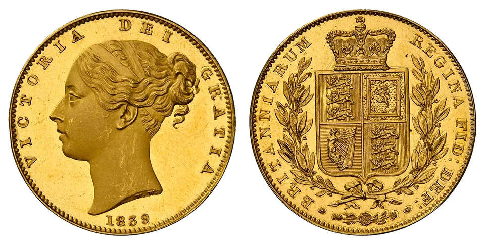 GREAT BRITAIN Victoria 1839 AV Sovereign. NGC PR64 (star) Cameo. KM 736.1. Proof - Image 1 of 1