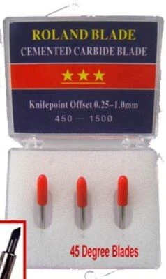 Juego de 3 cuchillas de carburo cementado de repuesto tipo paquete Roland 45 grados Foto 1 de 4