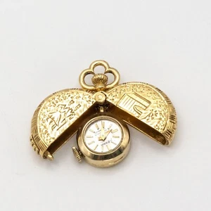 Herna 14K YG Pocket Watch Pendant with 18K Engraving Hinged Cover(P3466-NRXHH) - Picture 1 of 14