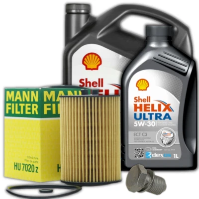 Ölwechsel-Set Motoröl + Ölfilter Shell 5W30 + Mann HU7020Z passt für Audi VW TDI - Bild 1 von 4