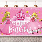 Princess Peach Backdrop Baby Shower Birthday Photo Background Party Supplies