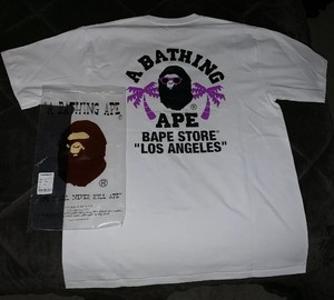 black and purple bape shirt
