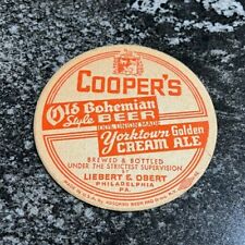 A) VINTAGE COOPER'S BEER YORKTOWN ALE 4" COASTER LIEBERT & OBERT BRG CO PHILA PA