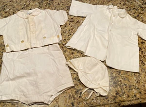 Vtg Perfect Togs Baby Boy Cream 2-Piece Outfit Rubber Lined Bottom + Coat/Hat XL - Picture 1 of 12