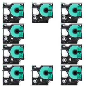 10* Black on Green label tape 12mmx7m For DYMO D1 45019 LabelManager 200 400 450 - Picture 1 of 12