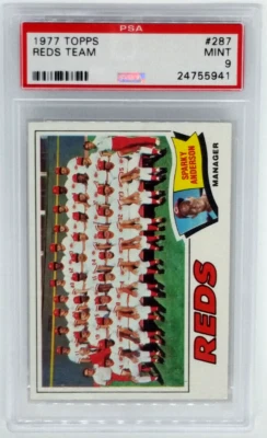 Tarjeta del equipo 1977 Topps #287 Cincinnati Reds - clasificación PSA 9 como nueva Foto 1 de 2