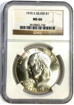 1976 S Silver Bicentennial Eisenhower Ike Dollar $1 Graded MS66 by NGC - Image 1 of 4