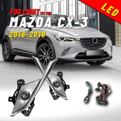 Kit de interruptor de cableado de lentes transparentes luces antiniebla LED luces delanteras luces antiniebla para Mazda CX-3 2016-2019 Foto 1 de 4