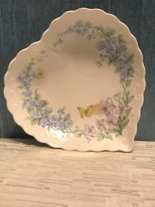 Mikasa Heart Shaped Trinket Dish Butterflies & Flowers “Thinking Of You” Japan - Picture 1 of 5