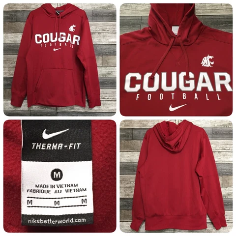 Nike Thermafit WSU Cougars Football Hoodie Men’s M Red Pullover B3 Cover