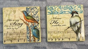 Paar Vogel christliche Themenuntersetzer Wanddeko Spatz & bemalte Wimpel Vogel - Bild 1 von 8