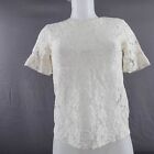Logg H&M Womens Top Size 4 Off White Lace Sheer Coquette Fairy Base Layer Y2k