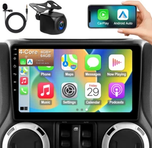 Radio estéreo GPS Carplay 4+64 GB para Jeep Wrangler 3 JK 2007-2016 Android 15 - Imagen 1 de 23