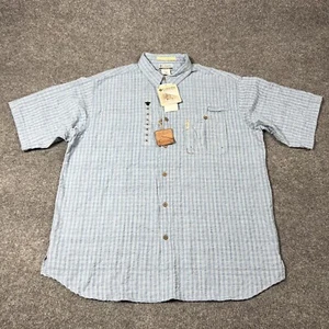 Columbia Shirt Mens XXL Blue Plaid Seersucker Vented Fishing Hiking River Lodge - Picture 1 of 10