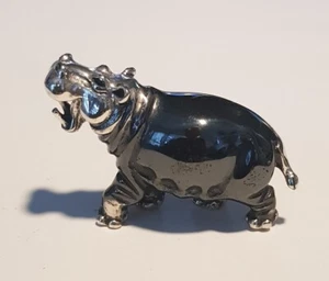 Hipopótamo hipopótamo plata de ley 925 caja de juego - Imagen 1 de 5