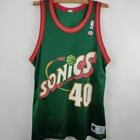 Vintage Shawn Kemp Seattle Supersonics Jersey 44 Green Champion Cover