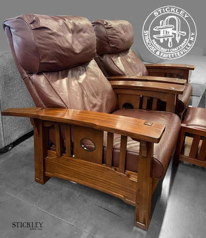 Stickley PASADENA BUNGALOW Collection Leather & Wood TSUBA Bustle Back Recliner Cover