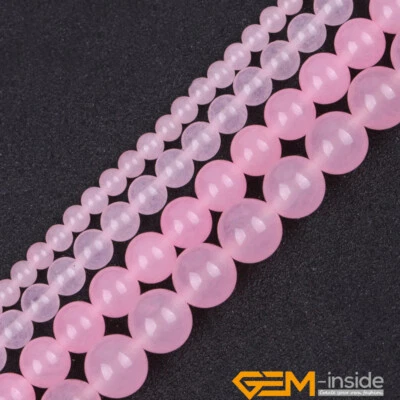 Cuentas redondas de jade rosa para hacer joyas 15" 6 mm 8 mm 10 mm 12 mm 14 mm Foto 1 de 4