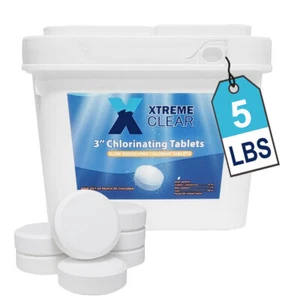 Xtremeclear 3" Stabilized Chlorine Tablets Swimming Pool Spa Hot Tub, 5 Pounds - Picture 1 of 6
