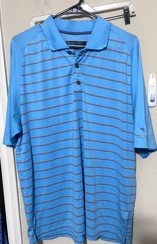Polo de golf Pebble Beach azul turquesa para hombre L rendimiento elástico Foto 1 de 4