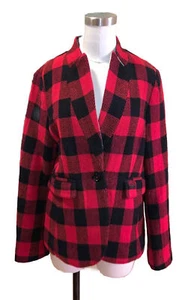 Pink Tartan Women’s Wool Blazer Buffalo Plaid Size 10 $198 - Picture 1 of 9