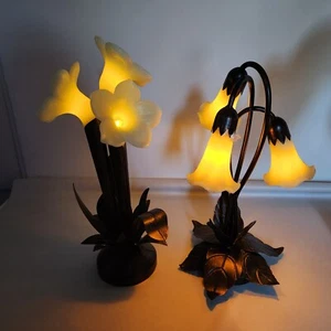 Metal Chandelier Flameless Floral Wax Candle Table Lamps two pieces Flickering - Picture 1 of 16