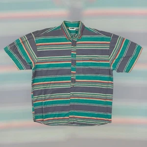 VTG 80s 90s Gitano Striped Short Sleeve Button Shirt Adult L Multicolor Cotton - Picture 1 of 4