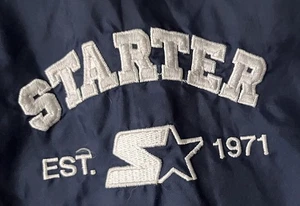 Chaqueta cortavientos vintage Starter cuello botón a presión azul Y2K para hombre L nailon - Imagen 1 de 19