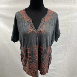 Camicia donna Johnny Was ricamata boho azteca sud-occidentale oversize XS grigio rosso - Foto 1 di 8